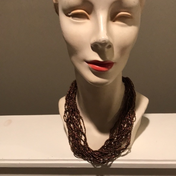 Necklace Multi Strand Brown with adjustable closure Bohemian Gypsy - Picture 3 of 7